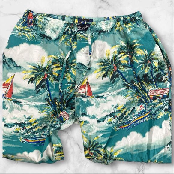 Polo Ralph Lauren's Men's Large Pajama Pants Sleepwear Tropical-Print - Picture 7 of 16